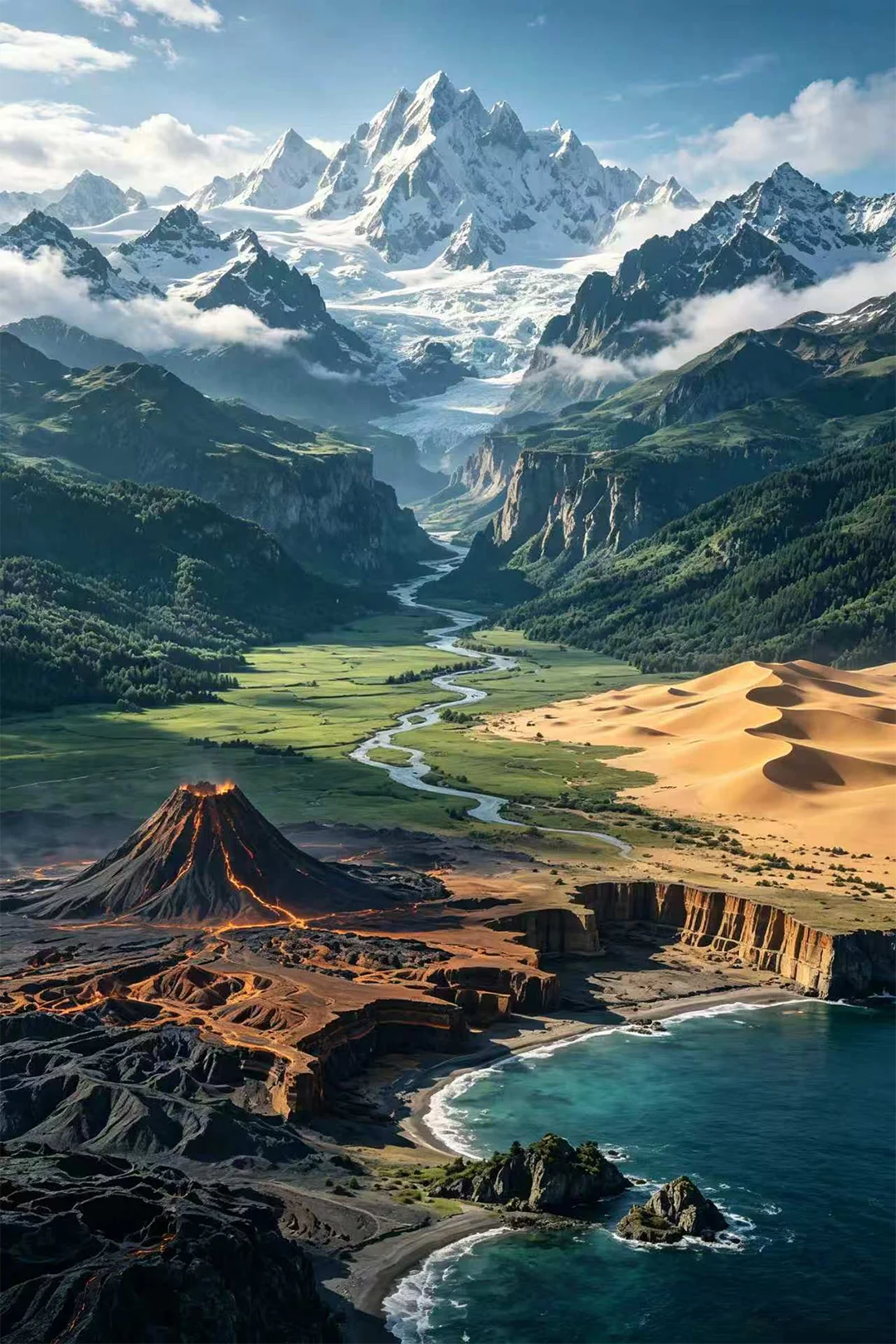 地形地貌（山脉/平原/沙漠/峡谷/冰川/火山/岛屿）